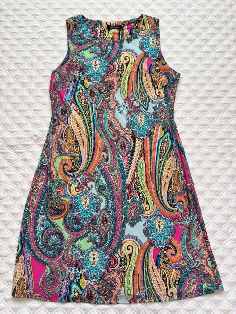 Tommy Hilfiger Sleeveless Stretch Multicolor Paisley Midi Dress Size 10